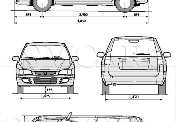 Mitsubishi Spacestar (Мицубиси Спейсстар) - чертежи (рисунки) автомобиля